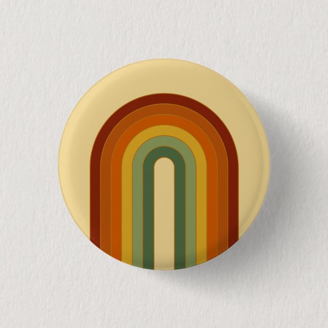 Rainbow Retro Groovy Layered Button (Vorderseite)