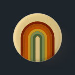 Rainbow Retro Groovy Layered Button<br><div class="desc">Retro Regenbogendesign. Regenbogenschichten in gedämpften Farben,  orange,  rot und grün. Groovy Retro Regenbogengeschenke,  Wohngestaltung.</div>