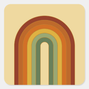 Rainbow Retro Groovy Layered Quadratischer Aufkleber