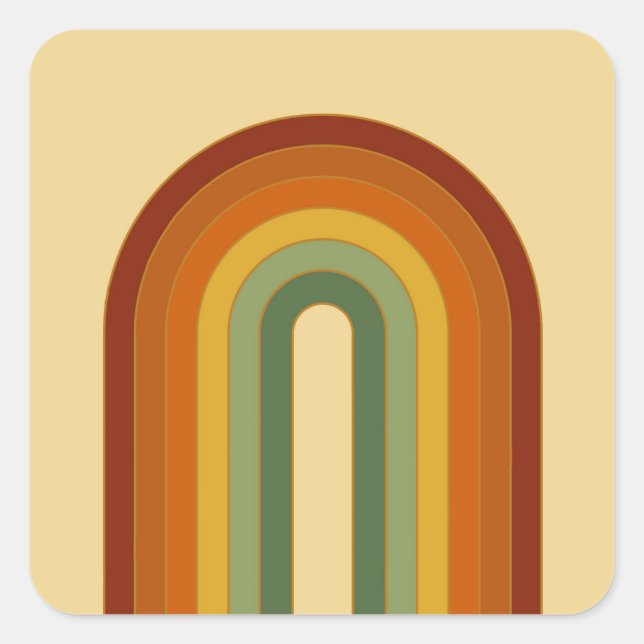 Rainbow Retro Groovy Layered Quadratischer Aufkleber (Vorderseite)