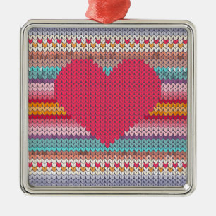 Rainbow-Retro-Herz Imitate Wolllein Strick Valenti Ornament Aus Metall