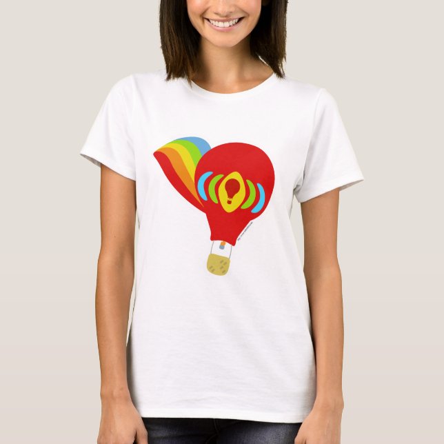 Rainbow Retro Hot Air Ballon Cartoon Illustration T-Shirt (Vorderseite)