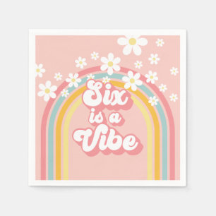 Rainbow Retro Six ist ein Vibe Groovy 6. Geburtsta Serviette
