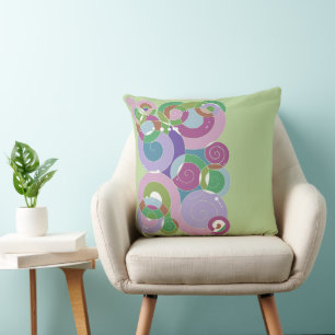 Rainbow Retro Spiral Art Abstraction Dusty Lilac Kissen