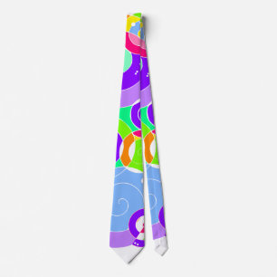 Rainbow Retro Spiral Art Abstraction Lila White Krawatte