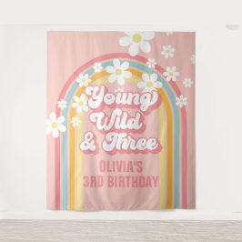 Rainbow Retro Young Wild 3. Geburtstag Wandteppich