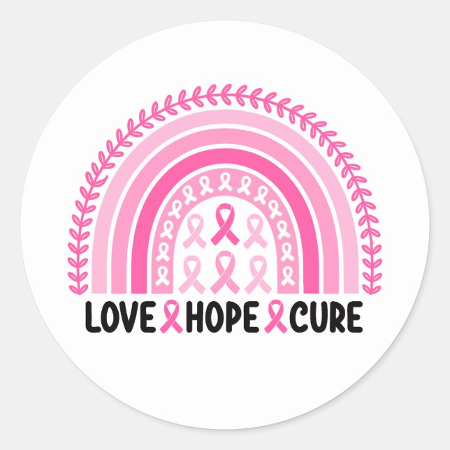 Rainbow Ribbon Breast Cancer Awareness Runder Aufkleber (Vorderseite)