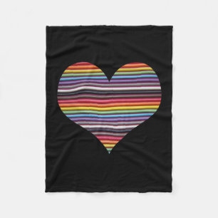 Rainbow Ribbon Cable Heart Fleece Blankon