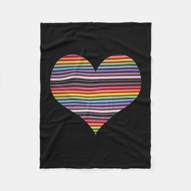 Rainbow Ribbon Cable Heart Fleece Blankon (Vorderseite)