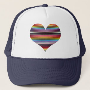 Rainbow Ribbon Cable Heart Trucker Hat Truckerkappe