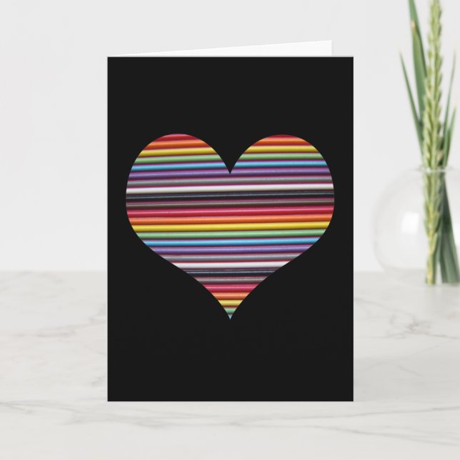 Rainbow Ribbon Cable Herzkarte Karte (Vorderseite)