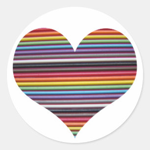 Rainbow Ribbon Kabelherz Runder Aufkleber
