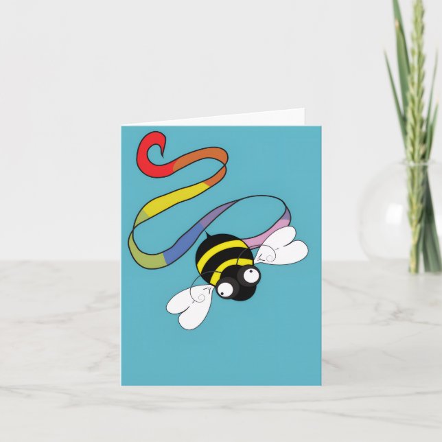 Rainbow Ribbon Note Card (Blank Inside) Dankeskarte (Vorderseite)