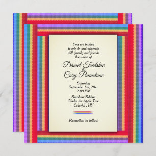 Rainbow Ribbon Wedding Einladung
