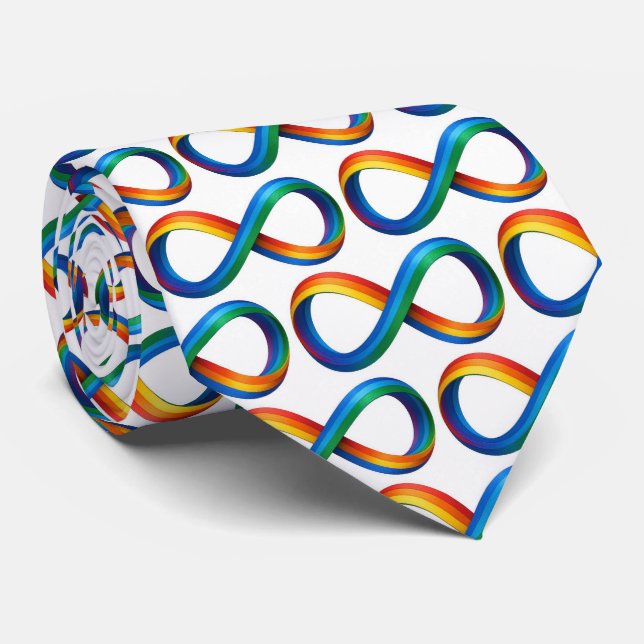 Rainbow Ribbons Abstract Infinity Symbol Neck Tie Krawatte (Gerollt)