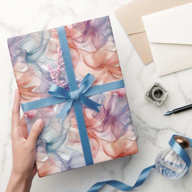Rainbow Ribbons auf Weiß Geschenkpapier (Schenken)
