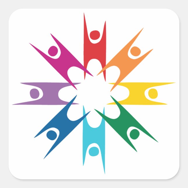 Rainbow Ring der Humanisten Quadratischer Aufkleber (Vorderseite)