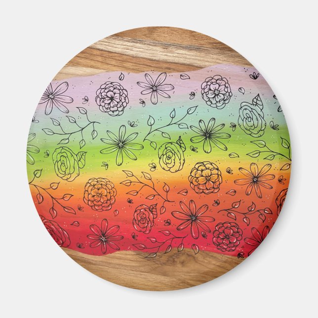Rainbow River of Flowers Magnet (Vorne)