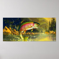 Rainbow River Trout Jumping Poster