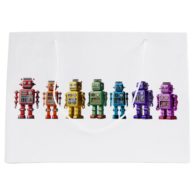 Rainbow Roboter Große Geschenktüte (Vorderseite)