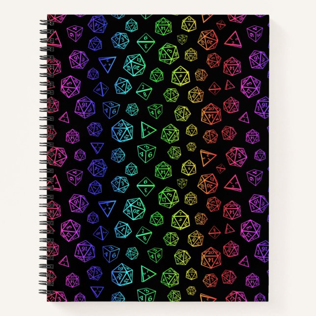 Rainbow Roleplay Würfel d20 Gamer Notizbuch (Vorderseite)