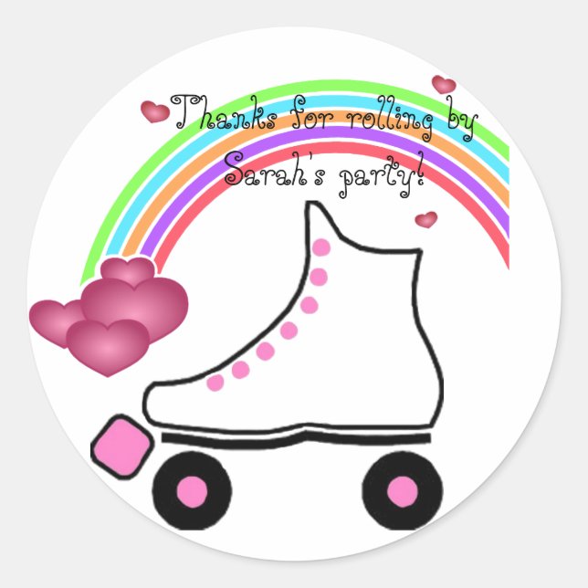 Rainbow Roller Skate Geburtstagsticker Runder Aufkleber (Vorderseite)