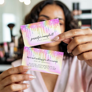 Rainbow rosa holografische Glitzer Tropfen Make-up Visitenkarte