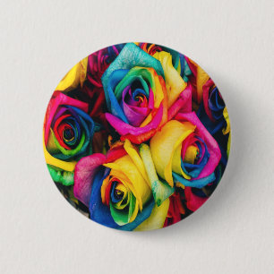 Rainbow Rose Bouquet Button