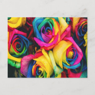 Rainbow Rose Bouquet Postkarte