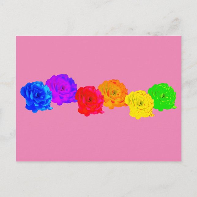 Rainbow-Rose Feiertagspostkarte (Vorderseite)