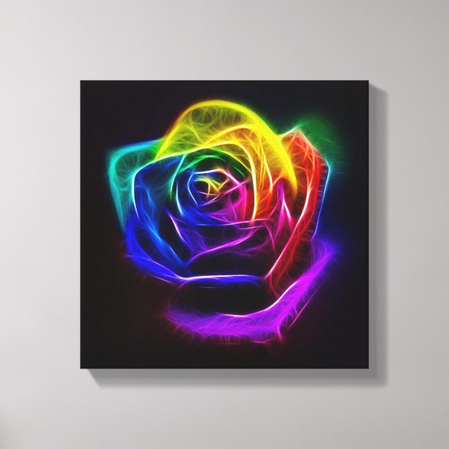 Rainbow-Rose-Fraktal Leinwanddruck (Vorderseite)