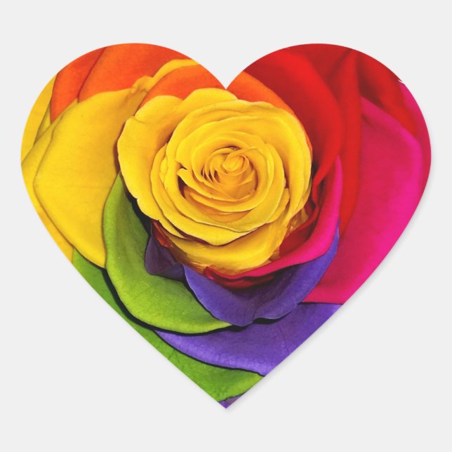 Rainbow Rose Gastgeschenk Hochzeit Gay Pride Herz-Aufkleber (Vorderseite)