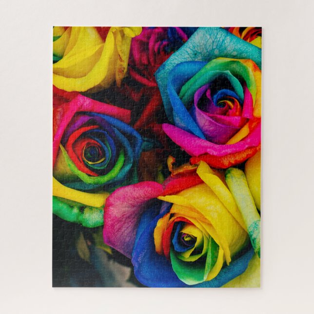Rainbow Rose Herausforderung Puzzle 16" x 20" (Vertikal)