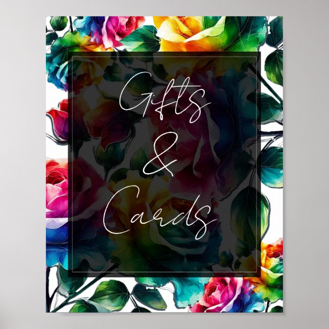 Rainbow Rose Hochzeitsgeschenke & Karten Tafelzeic Poster (Vorne)