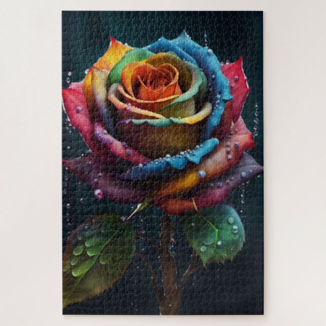 Rainbow Rose Jigsaw Puzzle (Vertikal)
