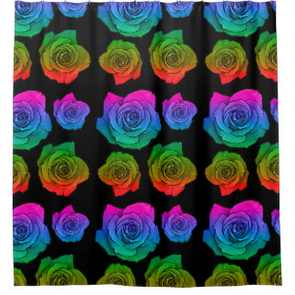 Rainbow rose neon motif rideau douche