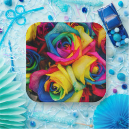 Rainbow-Rose Pappteller