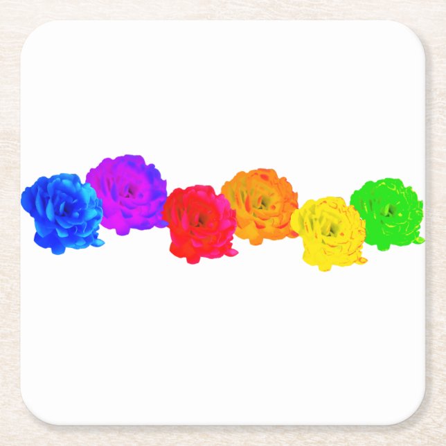 Rainbow-Rose Rechteckiger Pappuntersetzer (Vorderseite)