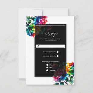 Rainbow-Rose Schwarz-Weiß-Blütenhochzeit RSVP