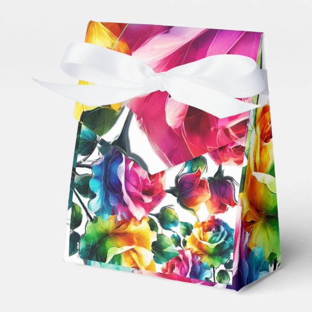 Rainbow-Rose Schwarz & Weiß-Lebende Blumenzehen Geschenkschachtel (Vorderseite)