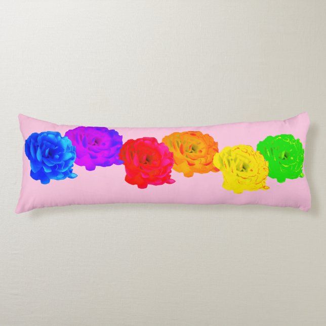 Rainbow-Rose Seitenschläferkissen (Vorderseite)