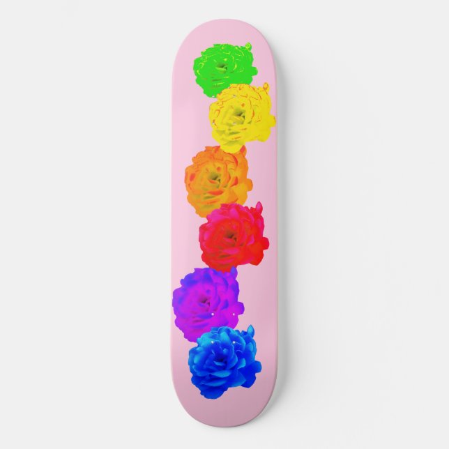 Rainbow-Rose Skateboard (Vorderseite)