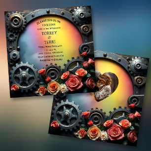 Rainbow-Rose und LGBT-Hochzeiten aus Metall Einladung
