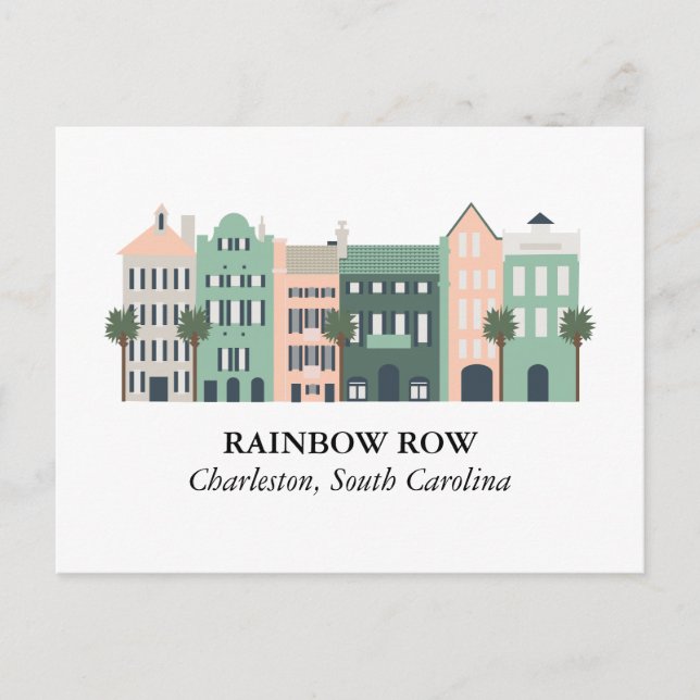Rainbow Row Charleston South Carolina Postcard Postkarte (Vorderseite)