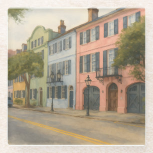Rainbow Row von Charleston Watercolor Glasuntersetzer