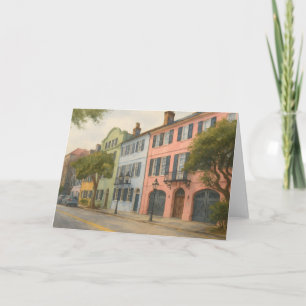 Rainbow Row von Charleston Watercolor Karte