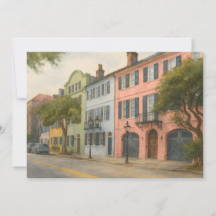 Rainbow Row von Charleston Watercolor Karte