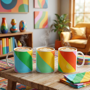 Rainbow Rush   Mug classique à rayures en diagonal
