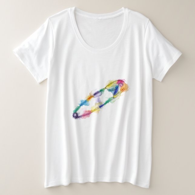 Rainbow Safety Button Plus Size T - Shirt (Design vorne)