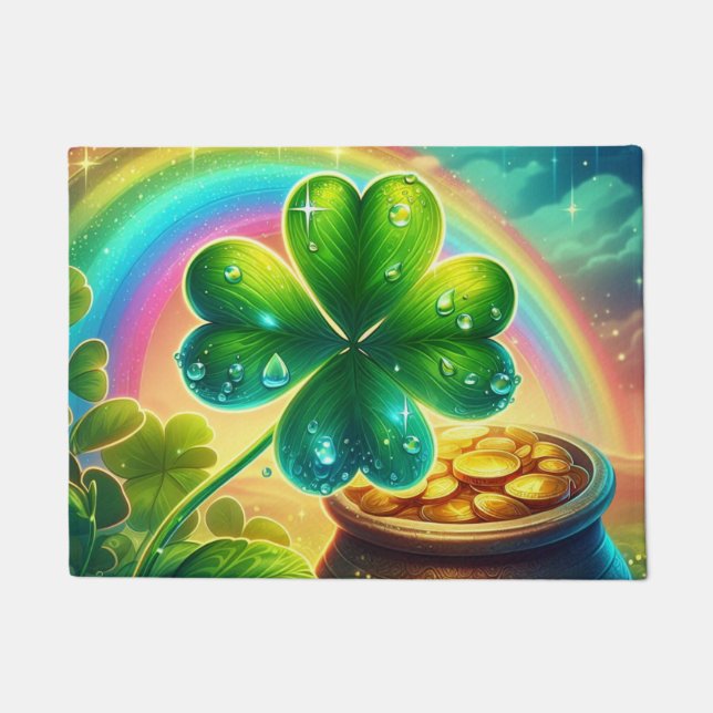 Rainbow Saint Patrick's Day Klee Fußmatte (Vorderseite)